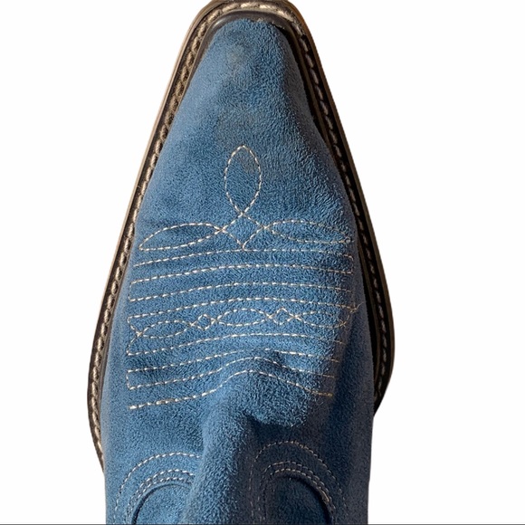 Arizonatel Blue Suede Slouch Western Boots Size 6 - Picture 1 of 9